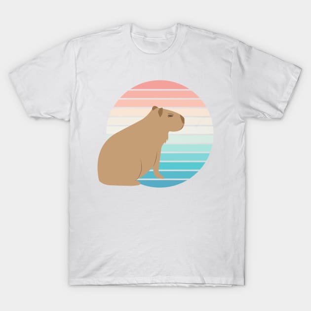 Capybara watching sunset, retro design T-Shirt by F-for-Fab